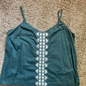 Old Navy Teal Green Embroidered Spaghetti-Strap Camisole